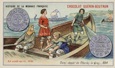 Halv fornekter av Charles the Fat, 884 (chromolitho) av French School