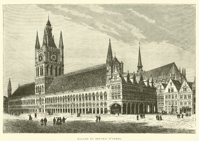 Haller og klokketårn i Ypres (gravering) av French School