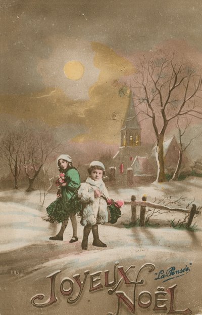 God jul. Postkort sendt i 1913. av French School