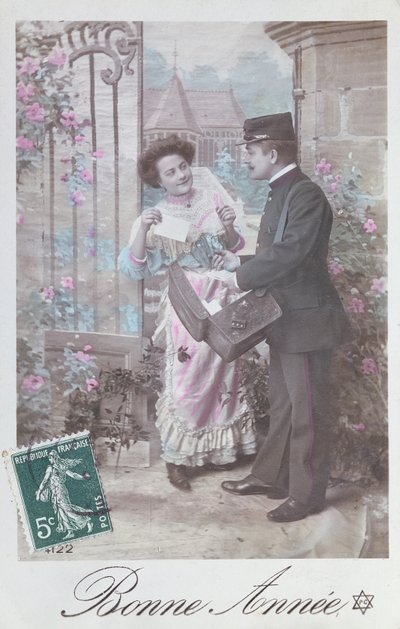 Godt nyttår postkort, tidlig på 1900-tallet av French School