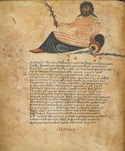 Harley 647, fol.10v Illustrasjon av stjernebildet Eridanus, og tekst, c.820-40 (vellum) av French School