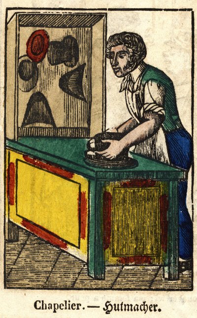 Hatter; Series on trades, image of Epinal of the 19th century. av French School