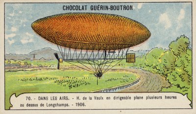 Henri de la Vaulx svever i et luftskip over Longchamps i flere timer av French School
