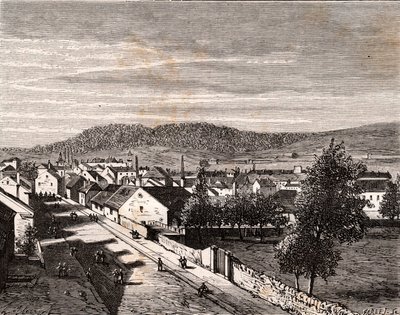 Hericourt - - avdeling Saone-et-Loire - gravering i "La France illustree: geografi, historie, statistisk administrasjon" av V.A. Malt-brun. 1884 av French School