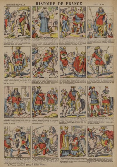 Geschichte Frankreichs von der Zeit der Gallier bis zur Herrschaft von Chlodwig (Farblitho) von French School