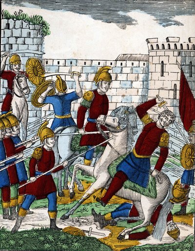 Historien om de fire sønnene Aymon; Forræderen Ganélon, i bakholdsangrep i Soissons-dalen, dreper hertugen av Beauves d