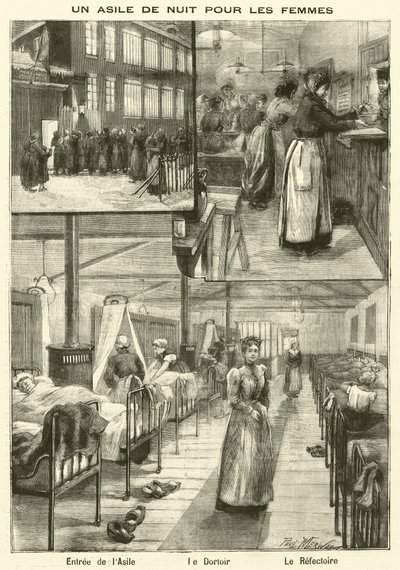 Hjemløse krisesenter for kvinner i Paris (gravering) av French School
