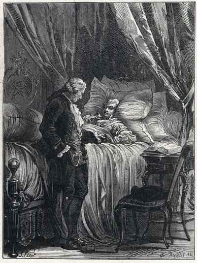 Honore Gabriel (Honore-Gabriel) Riqueti, greve av Mirabeau (1749-1791) på dødsleie med legen sin, Georges Cabanis (1757-1808) i 1791. av French School