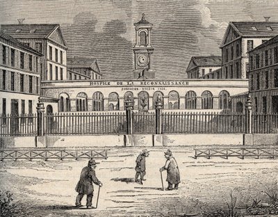 Hospice de la reconnaissance i Garches - Hauts-de-Seine - gravering i "" PATRIE" - BESKRIVELSE AV PICTURESSE DE LA FRANCE EN 6 BIND AV LUCIEN HUARD - slutten av 1800-tallet av French School