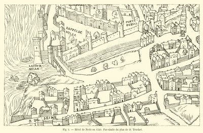 Hotel de Nesle i 1550, faksimile av kartet over O Truchet av French School