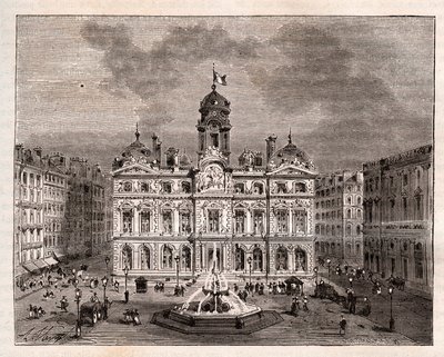 Hotel de Ville de Lyon - - gravering i "" La France illustree: geografi, historie, statistisk administrasjon"" av V.A. Malt-brun. 1884 av French School