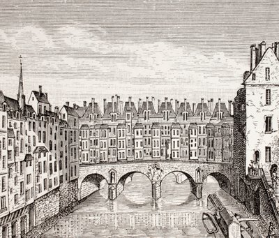 Hus på Saint-Michel-broen, Paris, 1875 av French School