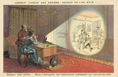 Hvordan folk vil leve i 2012 (farge litho) av French School