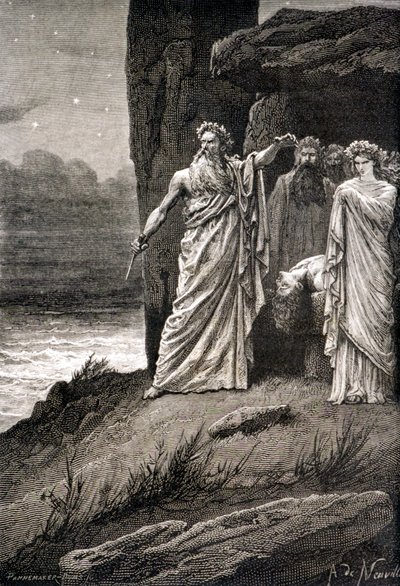 Menneskeofring av en druide - i "Histoire de France"" fra de fjerneste tider til 1789" av M. Guizot av French School