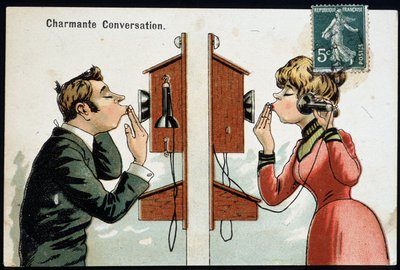 Humoristisk postkort på telefonen, deb. 20. århundre @Selva/Leemage av French School