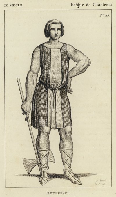 IX Century, Reign of Charles II, bøddel (gravering) av French School