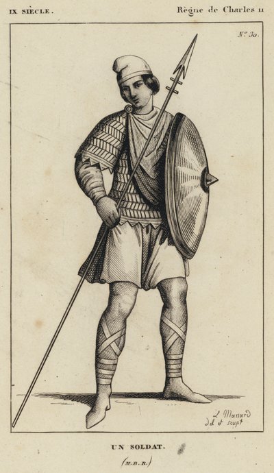 IX Century, Reign of Charles II, A Soldier (gravering) av French School