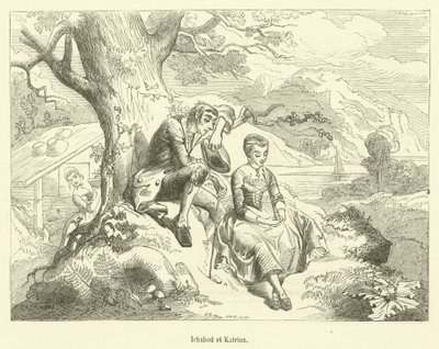Ichabod og Katrina (gravering) av French School