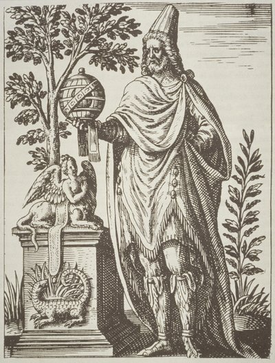 Ideelt portrett av Apollonius av Tyana, fra De Divinationewet Magisk trolldom av Jean-Jacques Boissard, 1605, publisert i A History of Magic sent på 1800-tallet av French School
