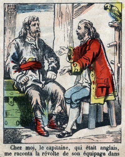 Illustrasjon For boken til Daniel Defoe (De foe) "" Robinson Crusoe"". Epinal avbildning fra slutten av 1800-tallet. av French School
