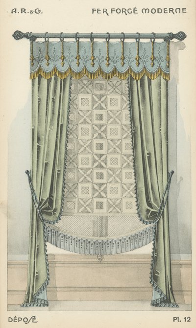 Illustrasjon fra interiørdesign produktkatalog fra A R & Cie, Frankrike av French School