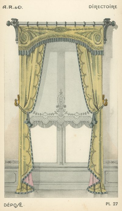 Illustrasjon fra interiørdesign produktkatalog fra A R & Cie, Frankrike av French School
