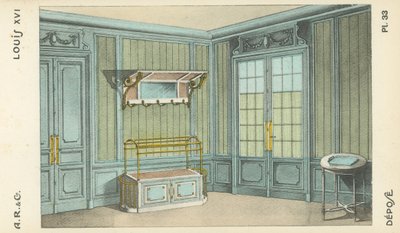 Illustrasjon fra interiørdesign produktkatalog fra A R & Cie, Frankrike av French School