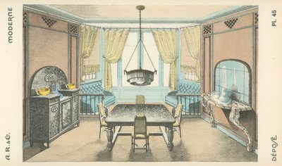 Illustrasjon fra interiørdesign produktkatalog fra A R & Cie, Frankrike av French School
