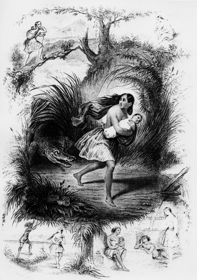 Illustration of novel "Les Natchez" by Francois Rene de Chateaubriand av French School
