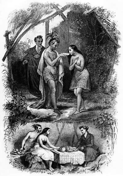 Illustrasjon av romanen "Les Natchez" av Francois Rene de Chateaubriand av French School