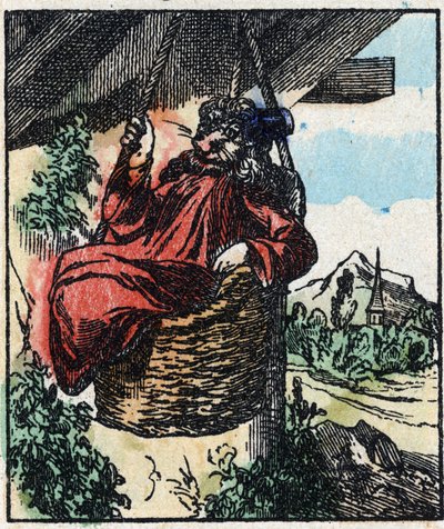 Illustrasjon av historien "" Raminagrobis og musene "" Tregravering fra Imaging Pellerin - Epinal, sd. Sent på 1800-tallet. av French School