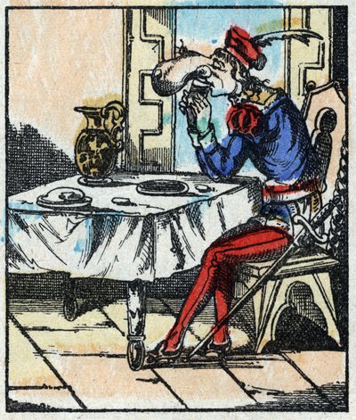 Illustration of the tale “The Adventures of Grand Flandrin”” Wood engraving from Imaging Pellerin - Epinal, sd. Late 19th century. av French School