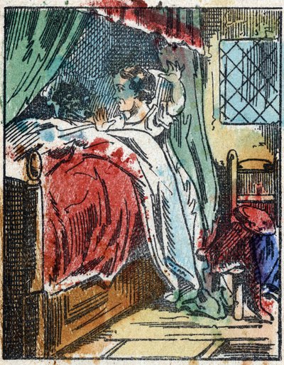 Illustration of the tale “The Little Red Riding Hood”” by Charles Perrault. Wood engraving from Imaging Pellerin - Epinal, sd. Late 19th century. av French School