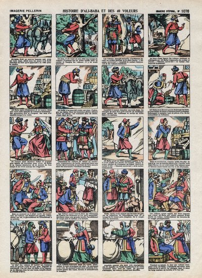 Bilder av Epinal fra Pellerin House - ca 1913 - Illustrasjon til fortellingene om tusen og en natt. historien om Ali Baba (Ali Baba) og 40 tyver av French School