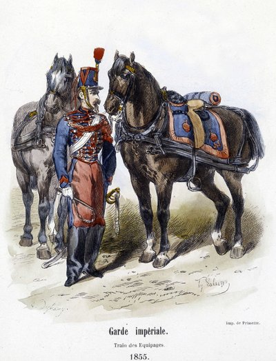 Imperial Guard: tog av mannskaper i 1855 - i "" Histoire de l'Armee"" av A. Barbier av French School