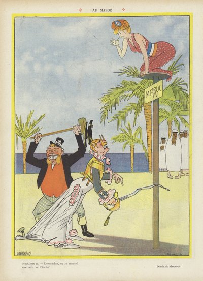 I Marokko. Illustrasjon for Le Rire (farge litho) av French School
