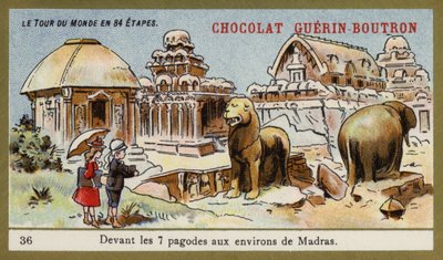 Foran de syv templene i området Madras (chromolitho) av French School