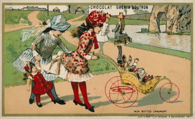 I Parc des Buttes Chaumont, Paris (chromolitho) av French School