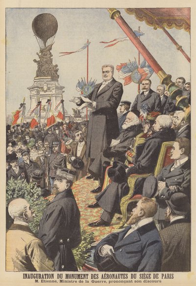 Innvielse av monumentet til aeronautene fra Siege de Paris (farge litho) av French School