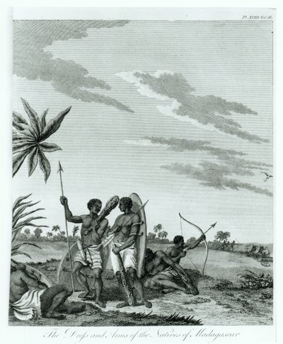 Innbyggere på Madagaskar, fra bind 2 av Memoirs and Travels av grev Benyowsky, utgitt 1790 av French School
