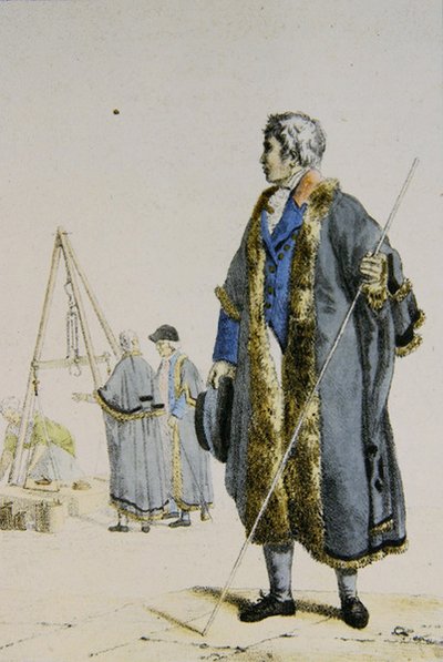 Inspektør for vekter og mål i Polen, ca. 1817 (fargegravering) av French School