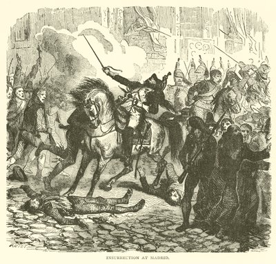 Aufstand in Madrid (Gravur) von French School