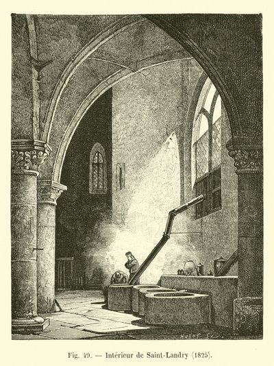 Interiør i Saint-Landry, 1825 av French School