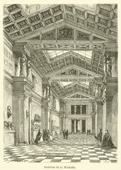Interiør de la Valhalla (gravering) av French School