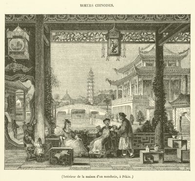 Interiør i huset til en mandarin i Beijing (gravering) av French School