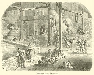 Interiør i et bryggeri (gravering) av French School