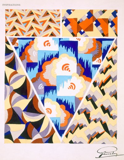 Interiørdesignmønster, c1930-tallet. av French School