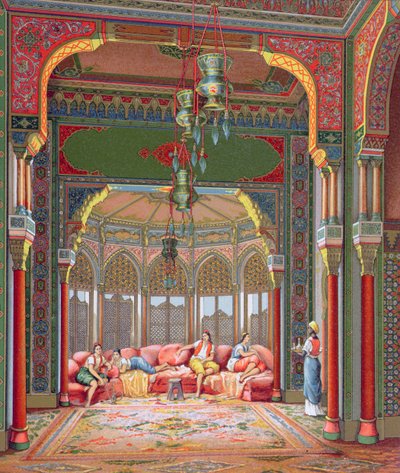 Interiør av et harem i Tyrkia, ca. 1880 av French School