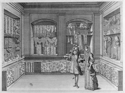 Interiør i en blondebutikk, 1678 av French School
