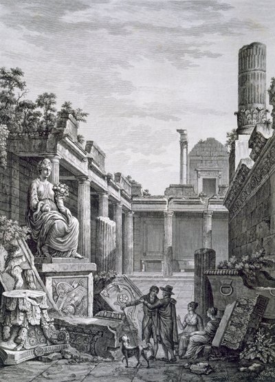 Interiør i de romerske badene, Nimes, fra Antiquities of France: Vol I, Monuments of Nimes av French School